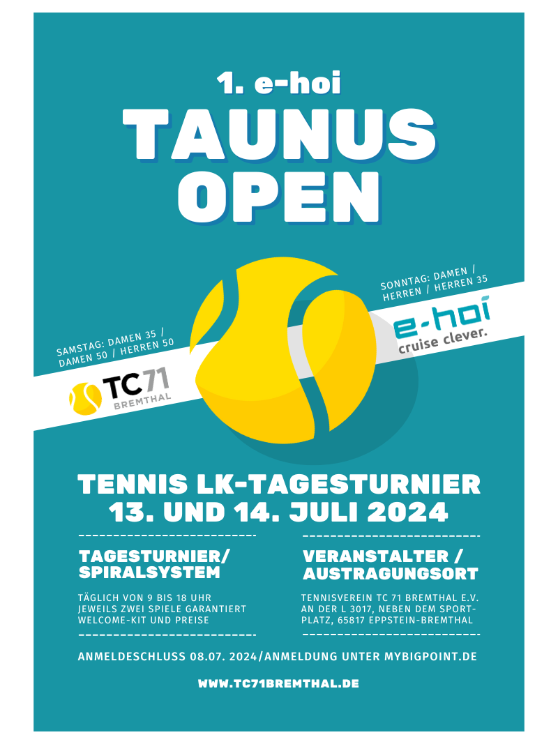 1. e-hoi TAUNUS OPEN - Tennis LK Tagesturnier